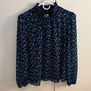 J. Crew floral mock neck blouse